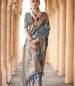 Viscose multi colour foil print contemporary saree