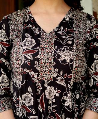 Women's yoke embroidery multi color anarkali kurta and palazzo set 4
