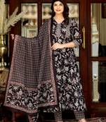 Women's embroidered multi colour anarkali kurta with palazzo and dupatta