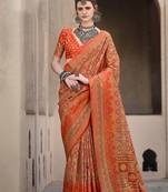 Silk Blend patola print orange saree