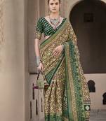 Silk Blend patola print multi colour saree