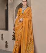 Silk Blend patola print amber saree