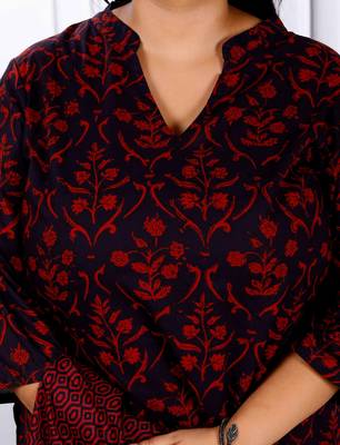 Womens plus size cotton floral printed straight kurta and sharara set 4