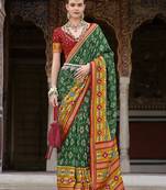 Green and mustard patola print silk festival saree