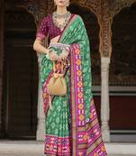 Light Green Silk Patola Printed Saree