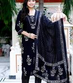 Womens cotton gota patti black floral printed straight kurta palazzo with dupatta set
