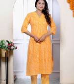 Womens sawan yellow leheriya straight kurta with palazzo