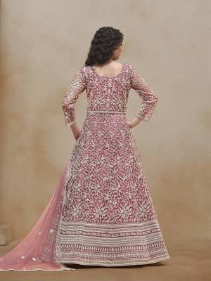 Net pink embroidered salwar kameez 3