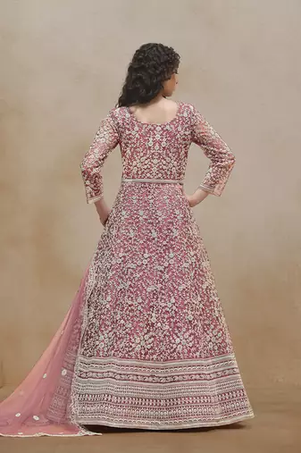 Net pink embroidered salwar kameez