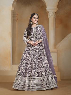 Net purple embroidered salwar kameez 1