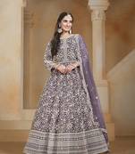 Net purple embroidered salwar kameez