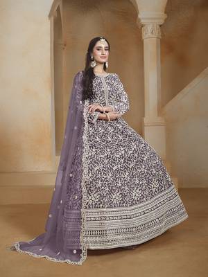 Net purple embroidered salwar kameez 2