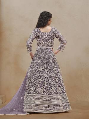Net purple embroidered salwar kameez 3