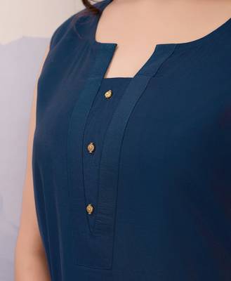  navy blue roman silk solid straight kurta with pant & printed dupatta 2