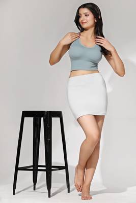 Trendmalls beige solid nylon soft  petticoat skirts for women saree silhouette shape wear dress for saree shapewear 1