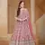 Pink embroidered net semi stitched anarkali suit