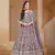 Lavender embroidered net semi stitched anarkali suit