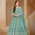 Sea green embroidered net semi stitched anarkali suit