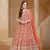 Orange embroidered net semi stitched anarkali suit