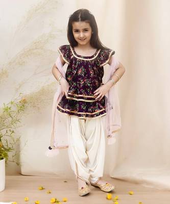 Purrple printed peplum top with dhoti 1