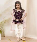 Purrple printed peplum top with dhoti