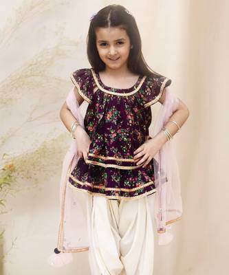 Purrple printed peplum top with dhoti 2