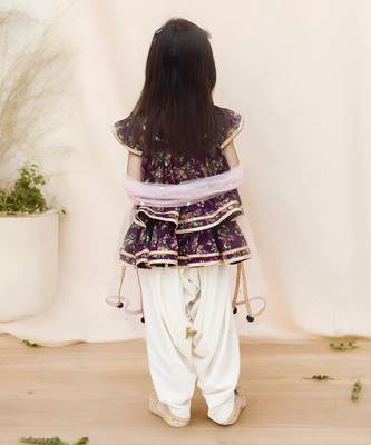 Purrple printed peplum top with dhoti 3