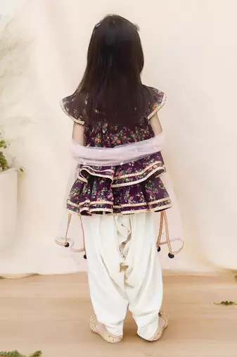 Purrple printed peplum top with dhoti