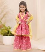 Pink printed kurti sharara with dupatta