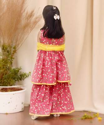 Pink printed kurti sharara with dupatta 3