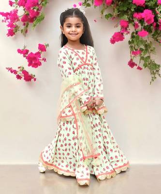 Green printed kurti sharara with dupatta 1