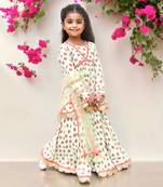 Green printed kurti sharara with dupatta