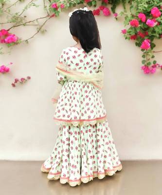 Green printed kurti sharara with dupatta 2