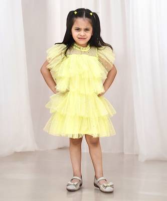 Yellow star layered frock 1