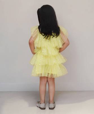 Yellow star layered frock 2