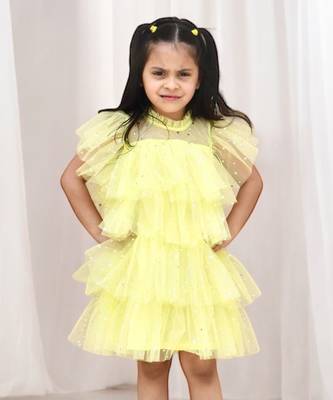 Yellow star layered frock 3