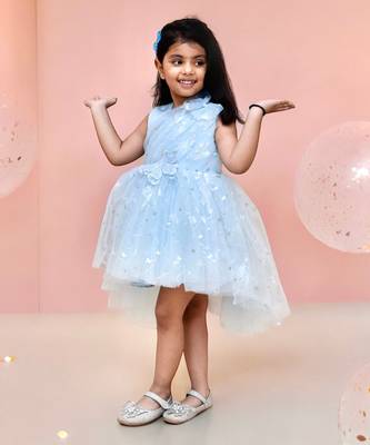 Blue butterfly high low dress 1