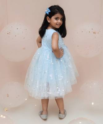 Blue butterfly high low dress 2