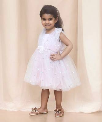 Baby pink butterfly frock 1