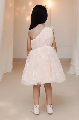 Peach one shoulder frock