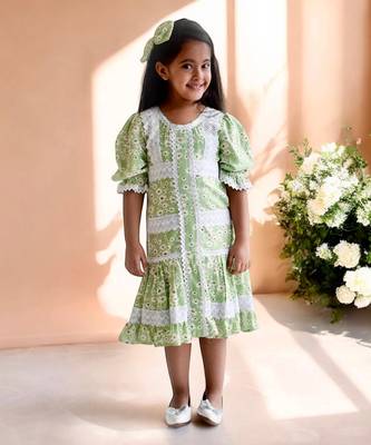 Green floral printed dress 1