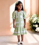 Green floral printed dress