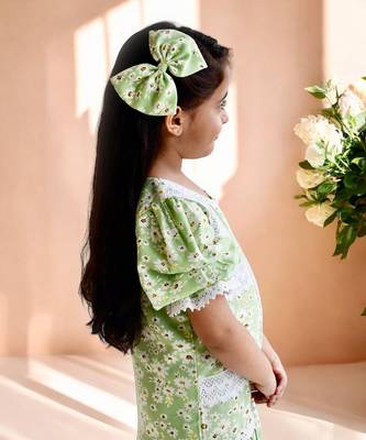 Green floral printed dress 2