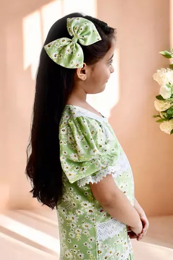Green floral printed dress