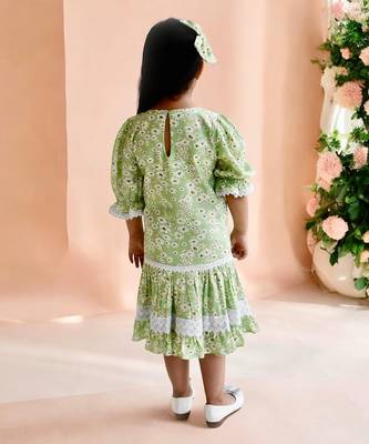Green floral printed dress 3