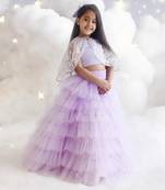 Lilac crop top skirt with cape
