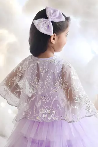 Lilac crop top skirt with cape