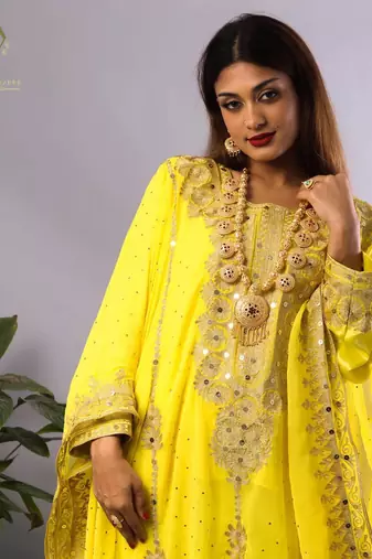 Sale New Aari Embroidery Stone Work Georgette Casual Stitched Wedding Party Wear Dress 258