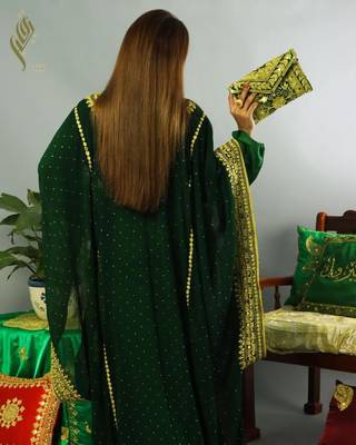 Dark Green Georgette Aari Work Kaftan 3