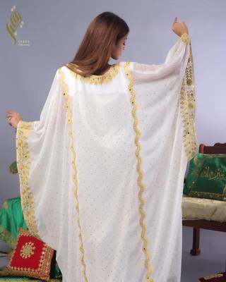 Sale New White Aari Embroidery Stone Work Georgette Casual Stitched Wedding Party Wear Dress 260 2
